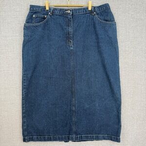 Style &‎ Co Woman Denim Skirt 20W Blue Jean Midi Pencil Stretch Pockets Cotton